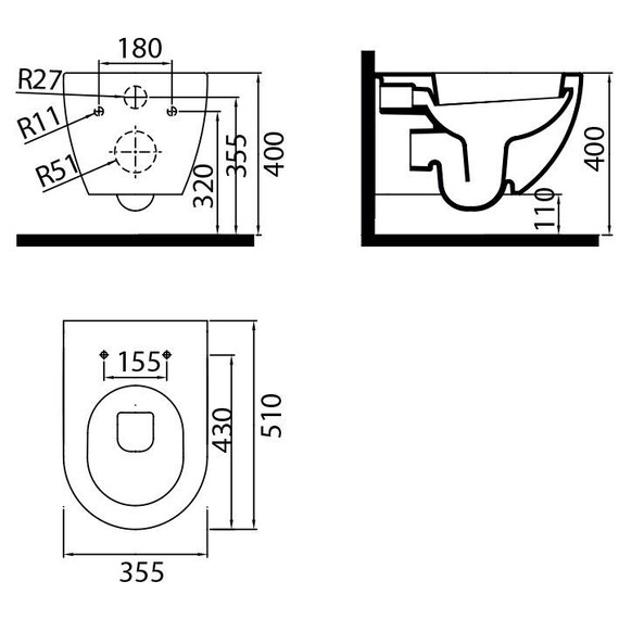 УНИТАЗ RAVAK UNI CHROME ПОДВЕСНОЙ