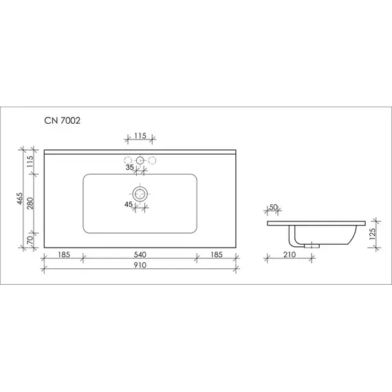 УМЫВАЛЬНИК НАКЛАДНОЙ ПРЯМОУГОЛЬНЫЙ CERAMICA NOVA ELEMENT 925X480X190 ММ