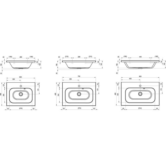УМЫВАЛЬНИК RAVAK CHROME 800 С ОТКРЫТЫМ ПЕРЕЛИВОМ
