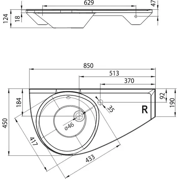 УМЫВАЛЬНИК RAVAK AVOCADO ЛЕВЫЙ