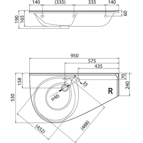 УМЫВАЛЬНИК RAVAK AVOCADO COMFORT ПРАВЫЙ