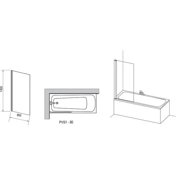 ШТОРКА ДЛЯ ВАННЫ RAVAK PVS1-80 БЕЛЫЙ+ТРАНСПАРЕНТ