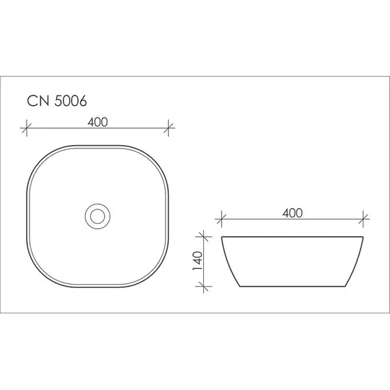 УМЫВАЛЬНИК ЧАША НАКЛАДНАЯ КВАДРАТНАЯ CERAMICA NOVA ELEMENT 400X400X140 ММ