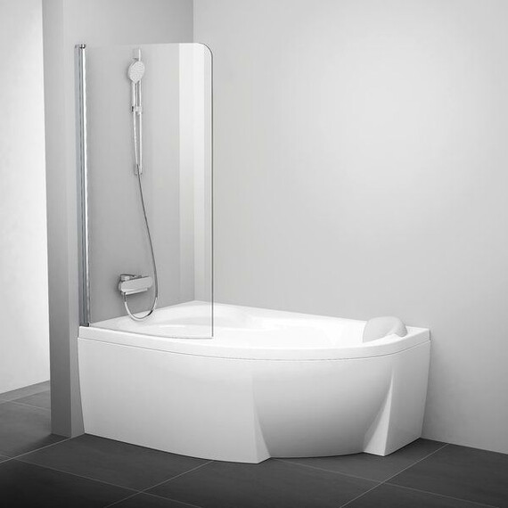 ШТОРКА ДЛЯ ВАННЫ RAVAK CVSK1 ROSA 160/170 L БЕЛАЯ+ТРАНСПАРЕНТ