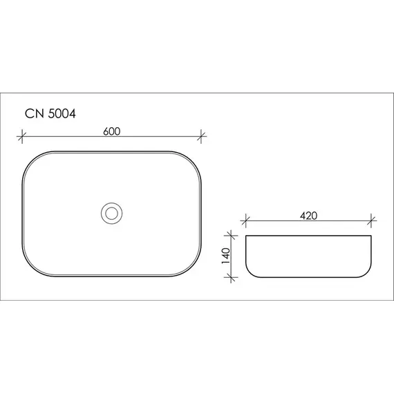 УМЫВАЛЬНИК ЧАША НАКЛАДНАЯ ПРЯМОУГОЛЬНАЯ CERAMICA NOVA ELEMENT 600X420X140 ММ