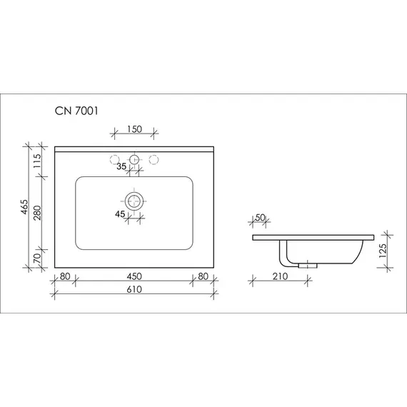УМЫВАЛЬНИК НАКЛАДНОЙ ПРЯМОУГОЛЬНЫЙ CERAMICA NOVA ELEMENT 625X480X190 ММ