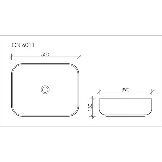 УМЫВАЛЬНИК ЧАША НАКЛАДНАЯ ПРЯМОУГОЛЬНАЯ CERAMICA NOVA ELEMENT 500X390X130 ММ