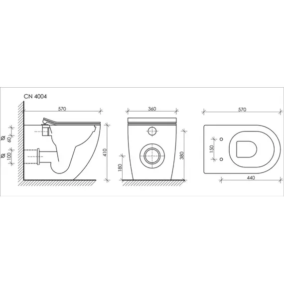 НАПОЛЬНЫЙ ПРИСТАВНОЙ УНИТАЗ CERAMICA NOVA METROPOL RIMLESS