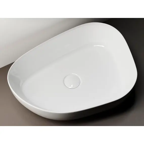УМЫВАЛЬНИК ЧАША НАКЛАДНАЯ АССИМЕТРИЧНОЙ ФОРМЫ CERAMICA NOVA ELEMENT 550X400X140 ММ