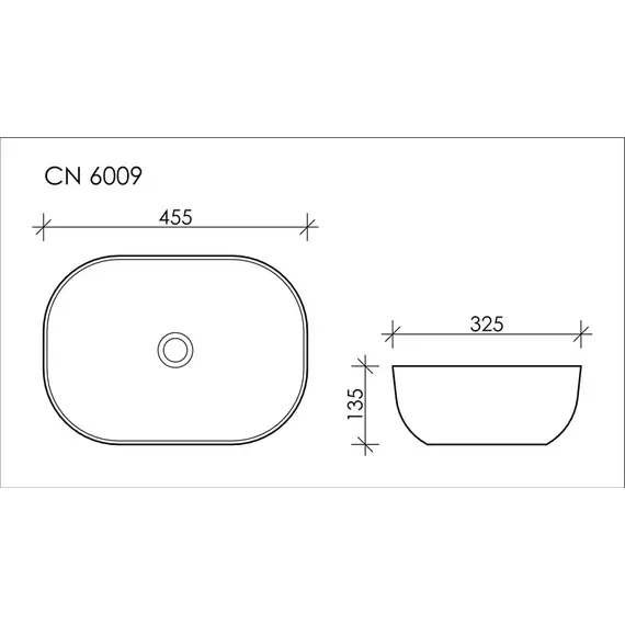 УМЫВАЛЬНИК ЧАША НАКЛАДНАЯ ПРЯМОУГОЛЬНАЯ CERAMICA NOVA ELEMENT 455X325X135 ММ