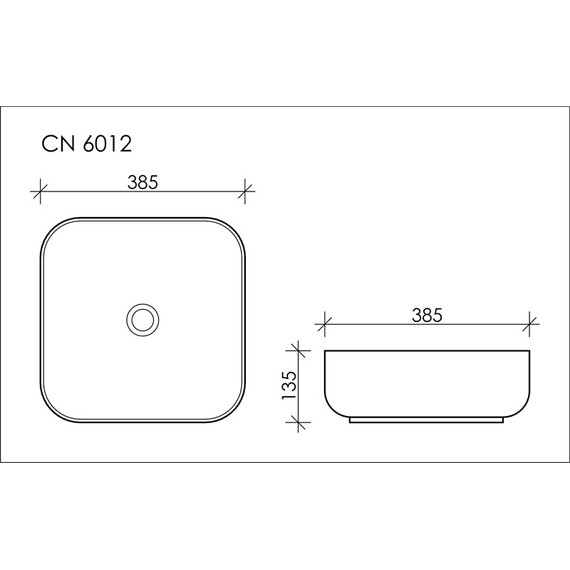 УМЫВАЛЬНИК ЧАША НАКЛАДНАЯ КВАДРАТНАЯ CERAMICA NOVA ELEMENT 385X385X135 ММ