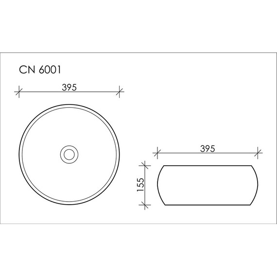 УМЫВАЛЬНИК ЧАША НАКЛАДНАЯ КРУГЛАЯ CERAMICA NOVA ELEMENT 395X395X155 ММ