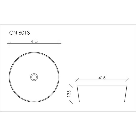 УМЫВАЛЬНИК ЧАША НАКЛАДНАЯ КРУГЛАЯ CERAMICA NOVA ELEMENT 415X415X135 ММ