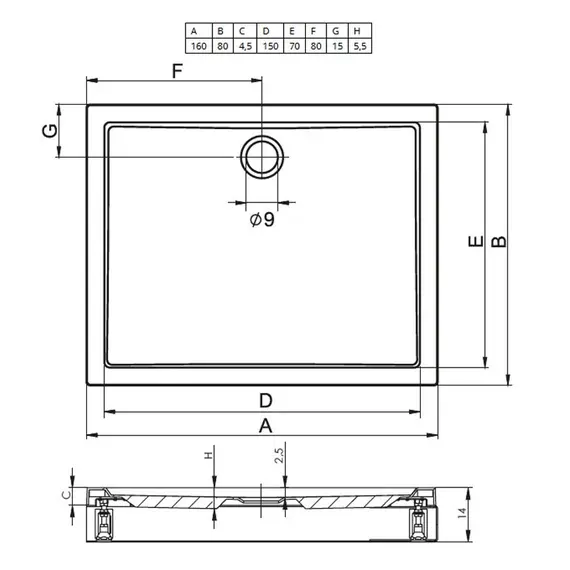 АКРИЛОВЫЙ ДУШЕВОЙ ПОДДОН RIHO DAVOS 269 160Х80 БЕЛЫЙ + ПАНЕЛЬ