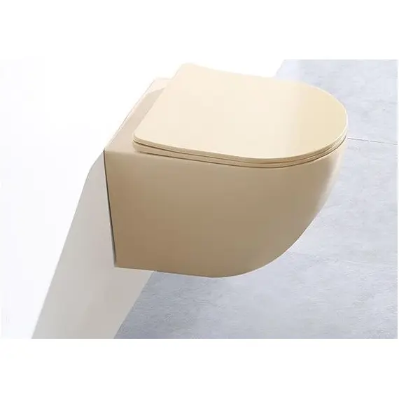 БЕЗОБОДКОВЫЙ ПОДВЕСНОЙ УНИТАЗ GID SR2198 СВЕТЛО-КОРИЧНЕВОЕ МАТОВОЕ С ПРОЧНОЙ КРЫШКОЙ-МИКРОЛИФТ ИЗ ДЮРОПЛАСТА