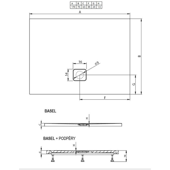 АКРИЛОВЫЙ ДУШЕВОЙ ПОДДОН RIHO BASEL 423 170X75 БЕЛЫЙ + СИФОН