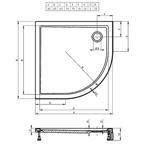 АКРИЛОВЫЙ ДУШЕВОЙ ПОДДОН RIHO DAVOS 279 80X80 БЕЛЫЙ R55 + ПАНЕЛЬ