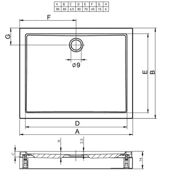АКРИЛОВЫЙ ДУШЕВОЙ ПОДДОН RIHO DAVOS 271 90X80 БЕЛЫЙ + ПАНЕЛЬ