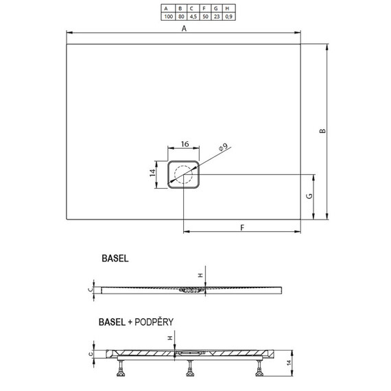АКРИЛОВЫЙ ДУШЕВОЙ ПОДДОН RIHO BASEL 404 100X80 БЕЛЫЙ + СИФОН