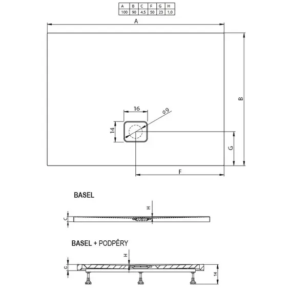 АКРИЛОВЫЙ ДУШЕВОЙ ПОДДОН RIHO BASEL 414 100X90 БЕЛЫЙ + СИФОН