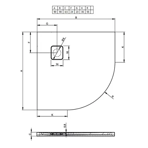 АКРИЛОВЫЙ ДУШЕВОЙ ПОДДОН RIHO BASEL 451 90X90 БЕЛЫЙ R55 + СИФОН