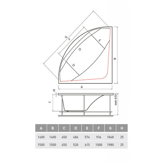 ВАННА АКРИЛОВАЯ VAYER BOOMERANG (EH) 140X140