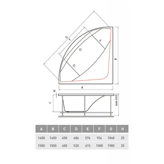 ВАННА АКРИЛОВАЯ VAYER BOOMERANG (EH) 140X140