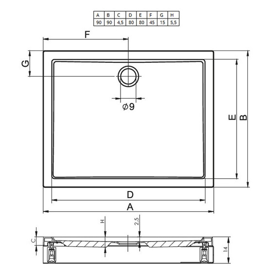 АКРИЛОВЫЙ ДУШЕВОЙ ПОДДОН RIHO DAVOS 251 90X90 БЕЛЫЙ + ПАНЕЛЬ