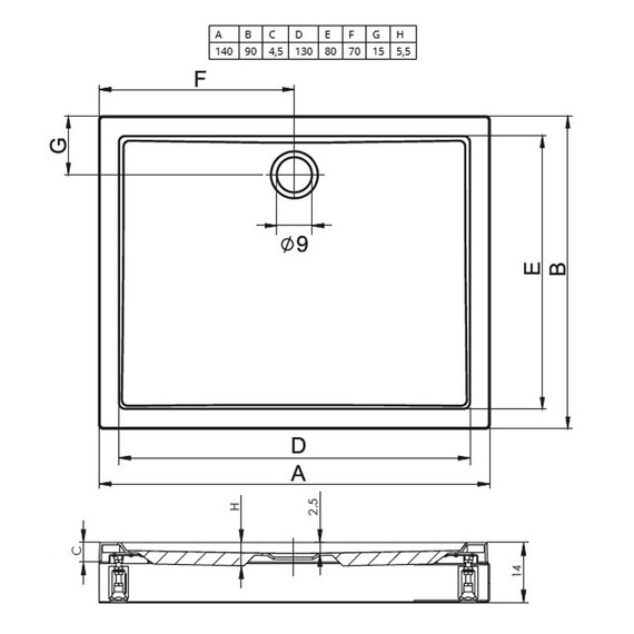 АКРИЛОВЫЙ ДУШЕВОЙ ПОДДОН RIHO DAVOS 257 140X90 БЕЛЫЙ + ПАНЕЛЬ