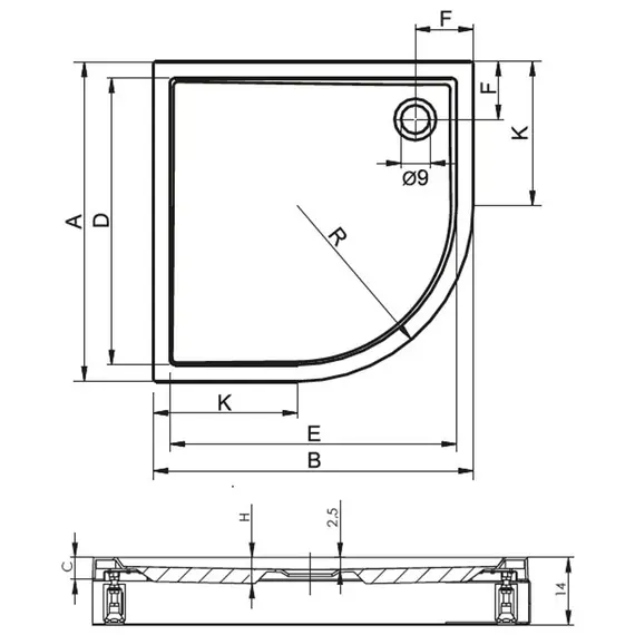 АКРИЛОВЫЙ ДУШЕВОЙ ПОДДОН RIHO DAVOS 281 90X90 БЕЛЫЙ R55 + ПАНЕЛЬ