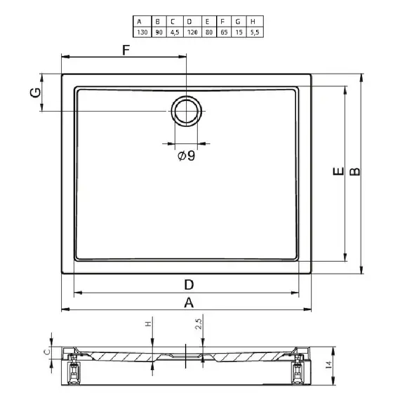 АКРИЛОВЫЙ ДУШЕВОЙ ПОДДОН RIHO DAVOS 263 130X90 БЕЛЫЙ + ПАНЕЛЬ