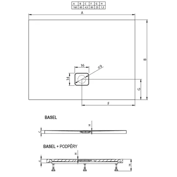 АКРИЛОВЫЙ ДУШЕВОЙ ПОДДОН RIHO BASEL 410 160X80 БЕЛЫЙ + СИФОН