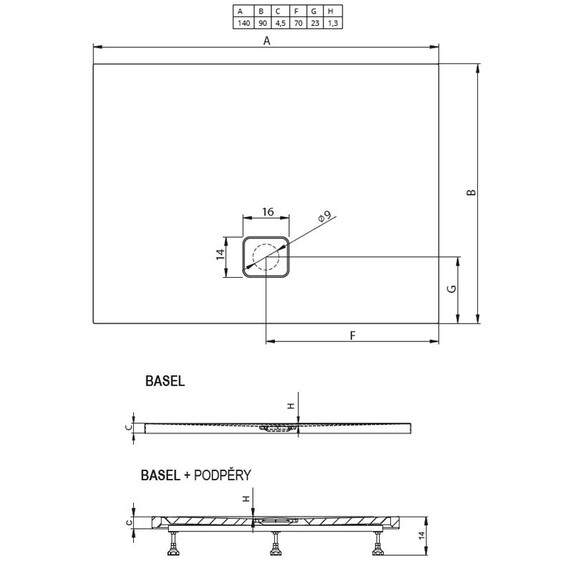 АКРИЛОВЫЙ ДУШЕВОЙ ПОДДОН RIHO BASEL 418 140X90 БЕЛЫЙ + СИФОН