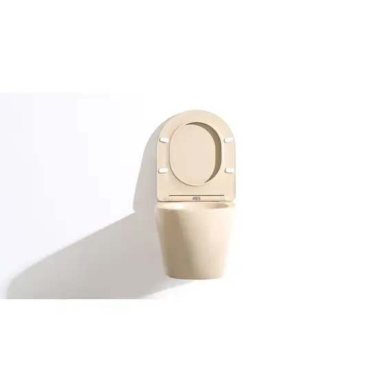 БЕЗОБОДКОВЫЙ ПОДВЕСНОЙ УНИТАЗ GID SR2198 СВЕТЛО-КОРИЧНЕВОЕ МАТОВОЕ С ПРОЧНОЙ КРЫШКОЙ-МИКРОЛИФТ ИЗ ДЮРОПЛАСТА