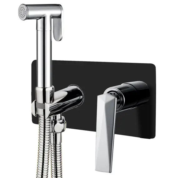 ГИГЕНИЧЕСКАЯ ЛЕЙКА СО СМЕСИТЕЛЕМ BOHEME VENTURO ЧЕРНЫЙ/ХРОМ