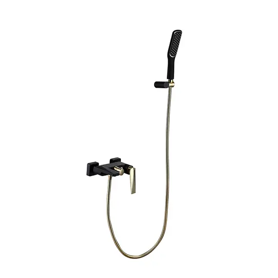 СМЕСИТЕЛЬ ДЛЯ ВАННЫ С ДУШЕВЫМ ГАРНИТУРОМ BOHEME VENTURO ЧЕРНЫЙ-ЗОЛОТО