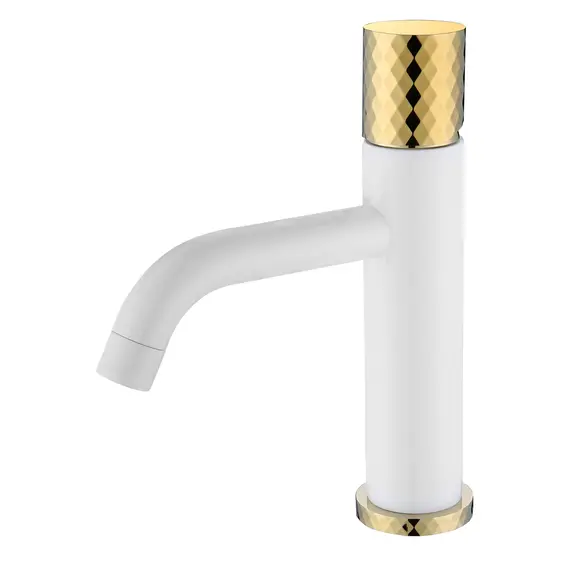 СМЕСИТЕЛЬ ДЛЯ УМЫВАЛЬНИКА НИЗКИЙ BOHEME STICK WHITE DIAMOND GOLD