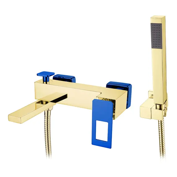 СМЕСИТЕЛЬ ДЛЯ ВАННЫ С ДУШЕМ BOHEME Q GOLDBLUE