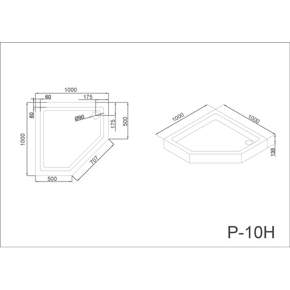ДУШЕВОЙ ПОДДОН BLACK & WHITE STELLAR WIND EASY PLUMB P-10H 135 ММ
