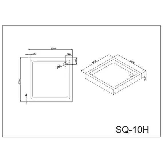 ДУШЕВОЙ ПОДДОН BLACK & WHITE STELLAR WIND EASY PLUMB SQ-10H 135 ММ