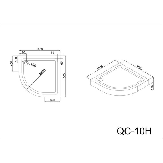 ДУШЕВОЙ ПОДДОН BLACK & WHITE STELLAR WIND EASY PLUMB QC-10H 135 ММ