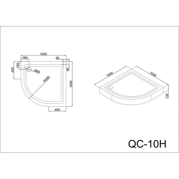 ДУШЕВОЙ ПОДДОН BLACK & WHITE STELLAR WIND EASY PLUMB QC-10H 135 ММ