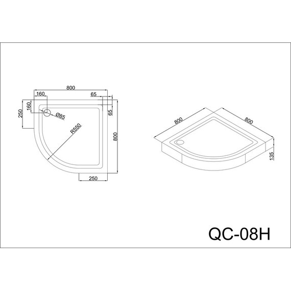 ДУШЕВОЙ ПОДДОН BLACK & WHITE STELLAR WIND EASY PLUMB QC-08H 135 ММ