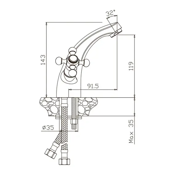 СМЕСИТЕЛЬ ДЛЯ РАКОВИНЫ OLIVE'S GIRONA 01101GR