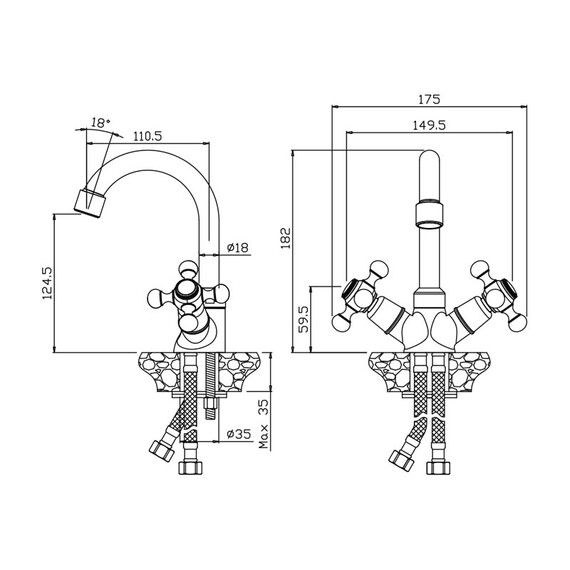 СМЕСИТЕЛЬ ДЛЯ РАКОВИНЫ С ПОВОРОТНЫМ ИЗЛИВОМ OLIVE'S GIRONA 01110GR