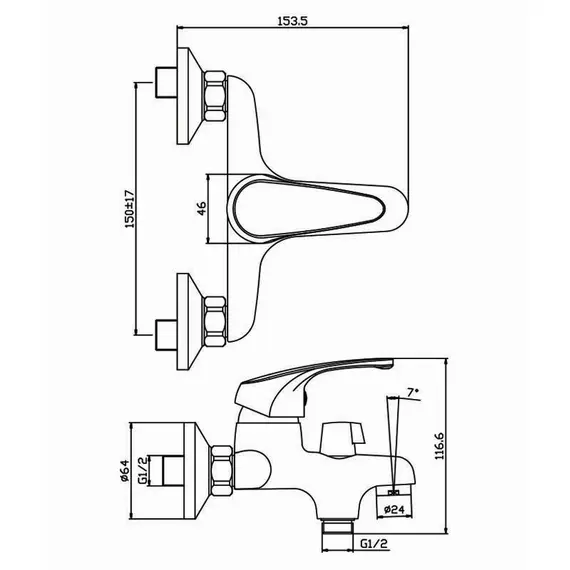 СМЕСИТЕЛЬ ДЛЯ ВАННЫ OLIVE'S AVILA 02211AV