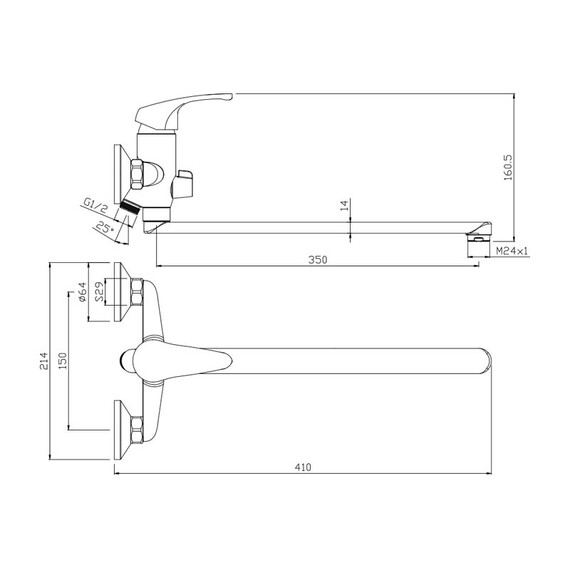 СМЕСИТЕЛЬ ДЛЯ ВАННЫ С ДЛИННЫМ ИЗЛИВОМ OLIVE'S AVILA 02221AV