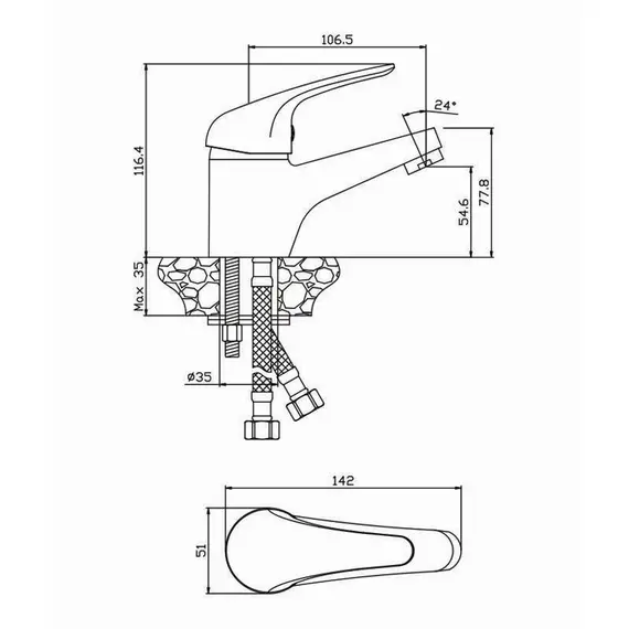 СМЕСИТЕЛЬ ДЛЯ РАКОВИНЫ OLIVE'S LEON 04100LN