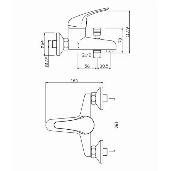 СМЕСИТЕЛЬ ДЛЯ ВАННЫ OLIVE'S LEON 04201LN