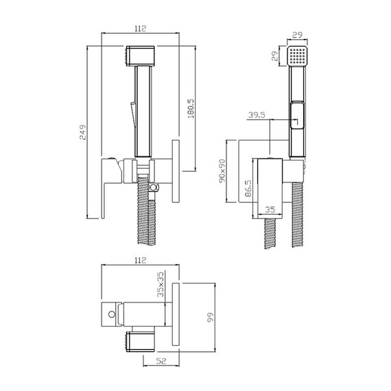 СМЕСИТЕЛЬ ВСТРАИВАЕМЫЙ С ГИГИЕНИЧЕСКИМ ДУШЕМ OLIVE'S GRANADA 05131GN